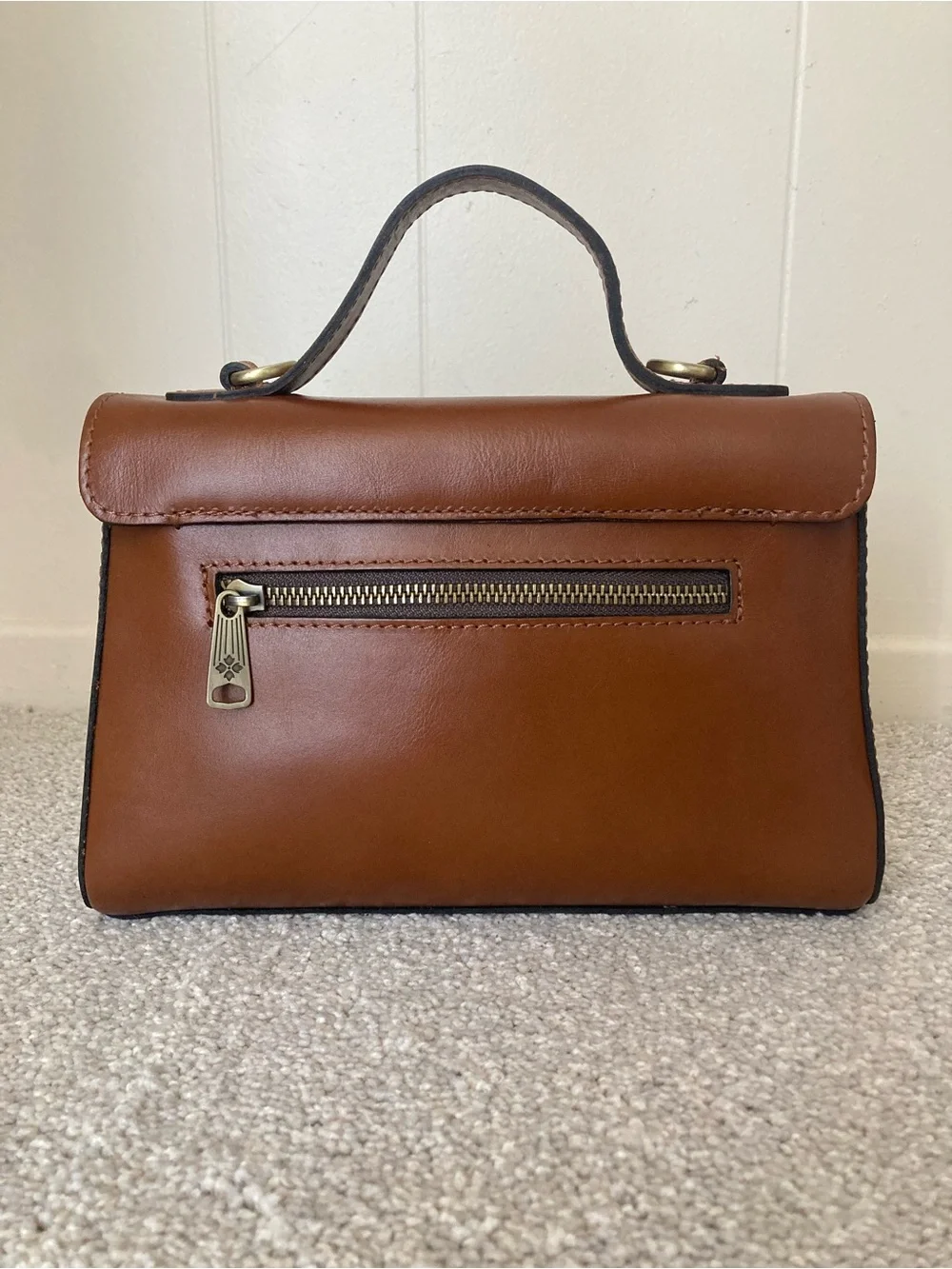 Patricia Nash Carisbrooke Tan Brown Leather Satchel crossbody bag handbag